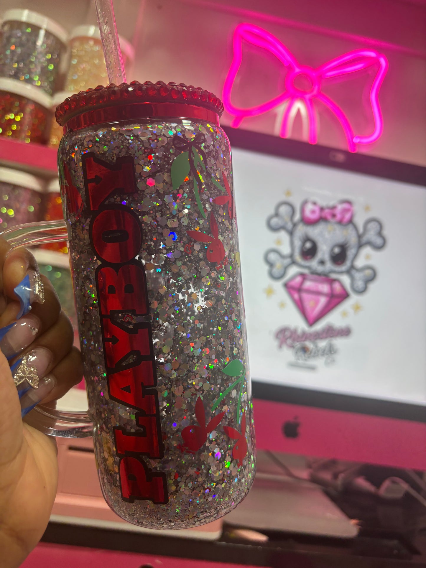 PB Cherries 20oz Glass Mug