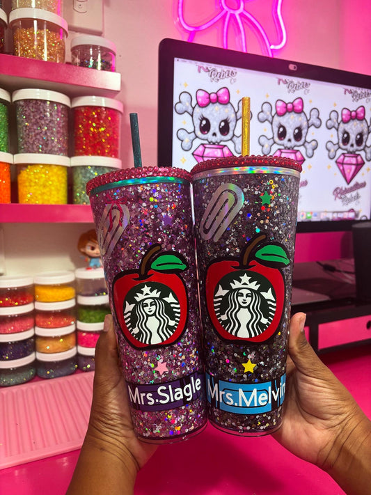 24ozTeacher Snowglobe Tumbler ( PREORDER )