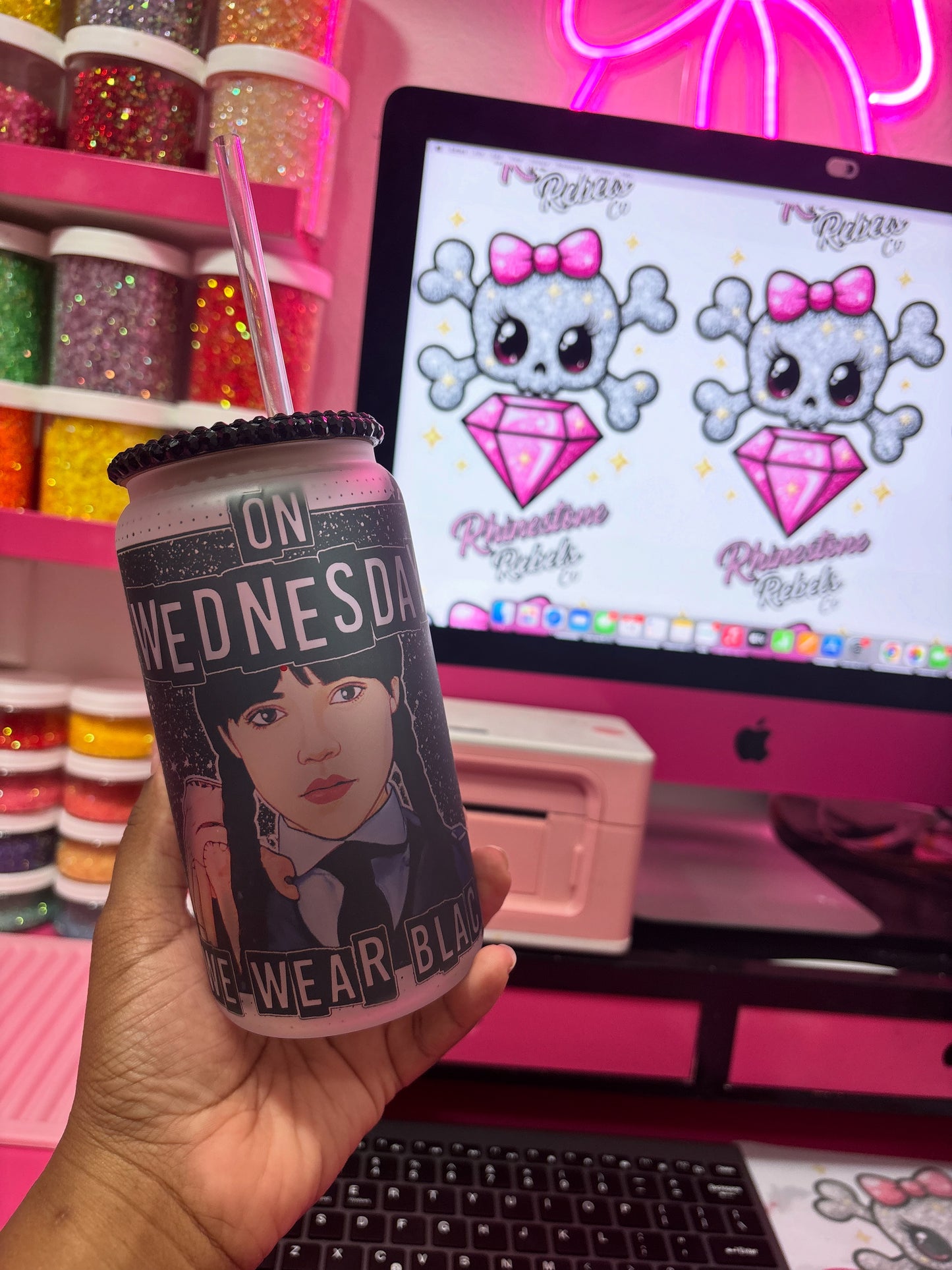 On Wednesday We Wear Black 16oz Glass Can ( PREORDER )