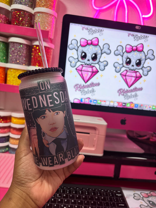 On Wednesday We Wear Black 16oz Glass Can ( PREORDER )