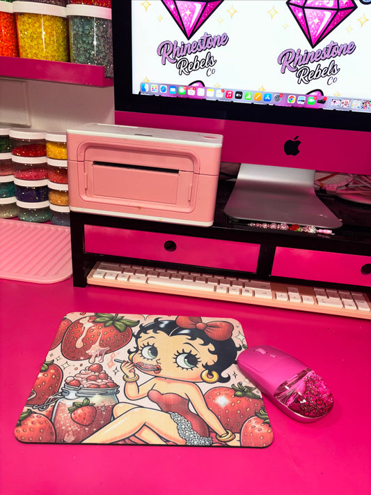 Betty Boop Strawberry Milkshake Mouse Pad (READY TO SHIP)