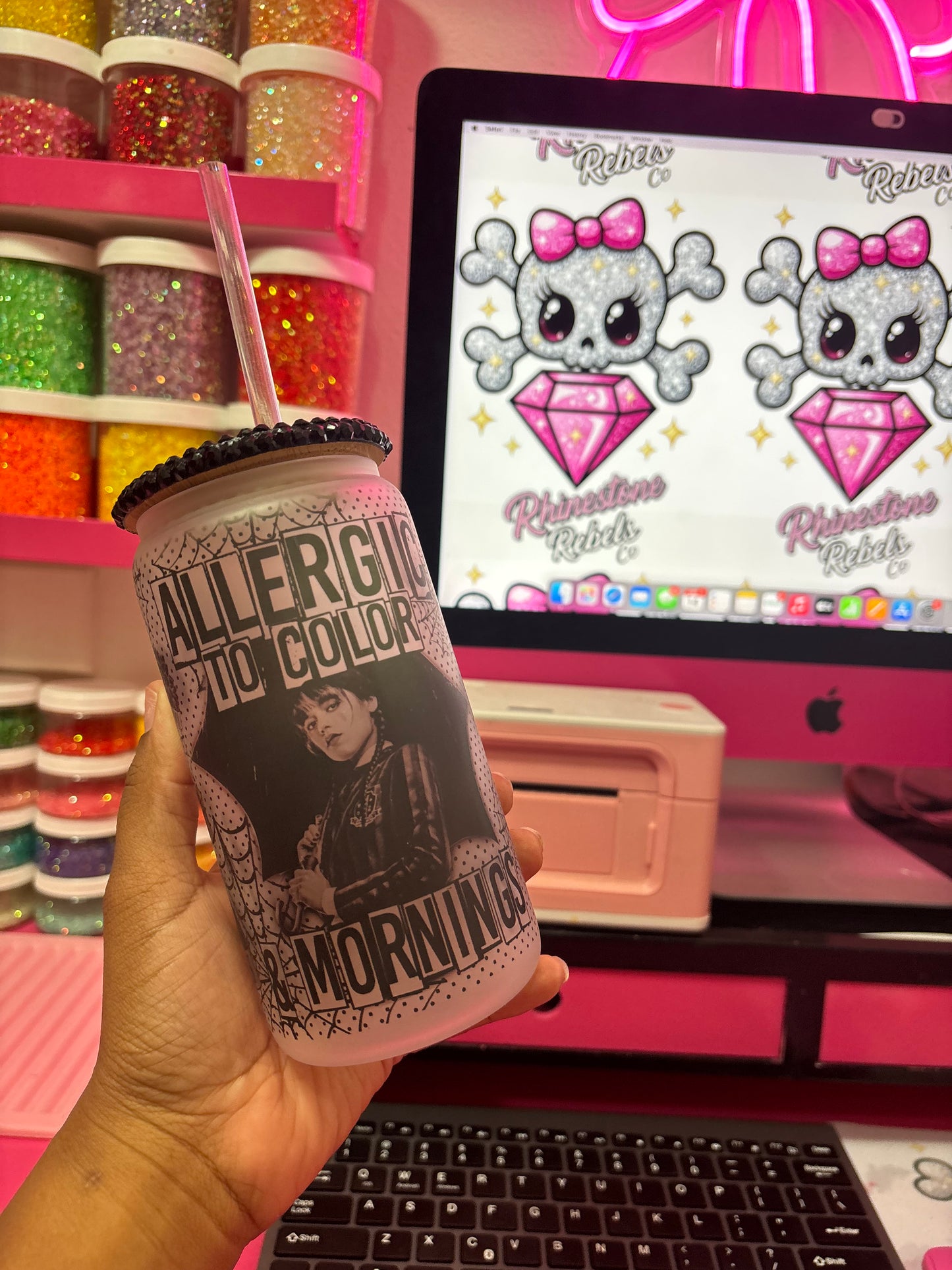 Allergic to Color Wednesday 16oz Glass Can tumbler ( PREORDER )