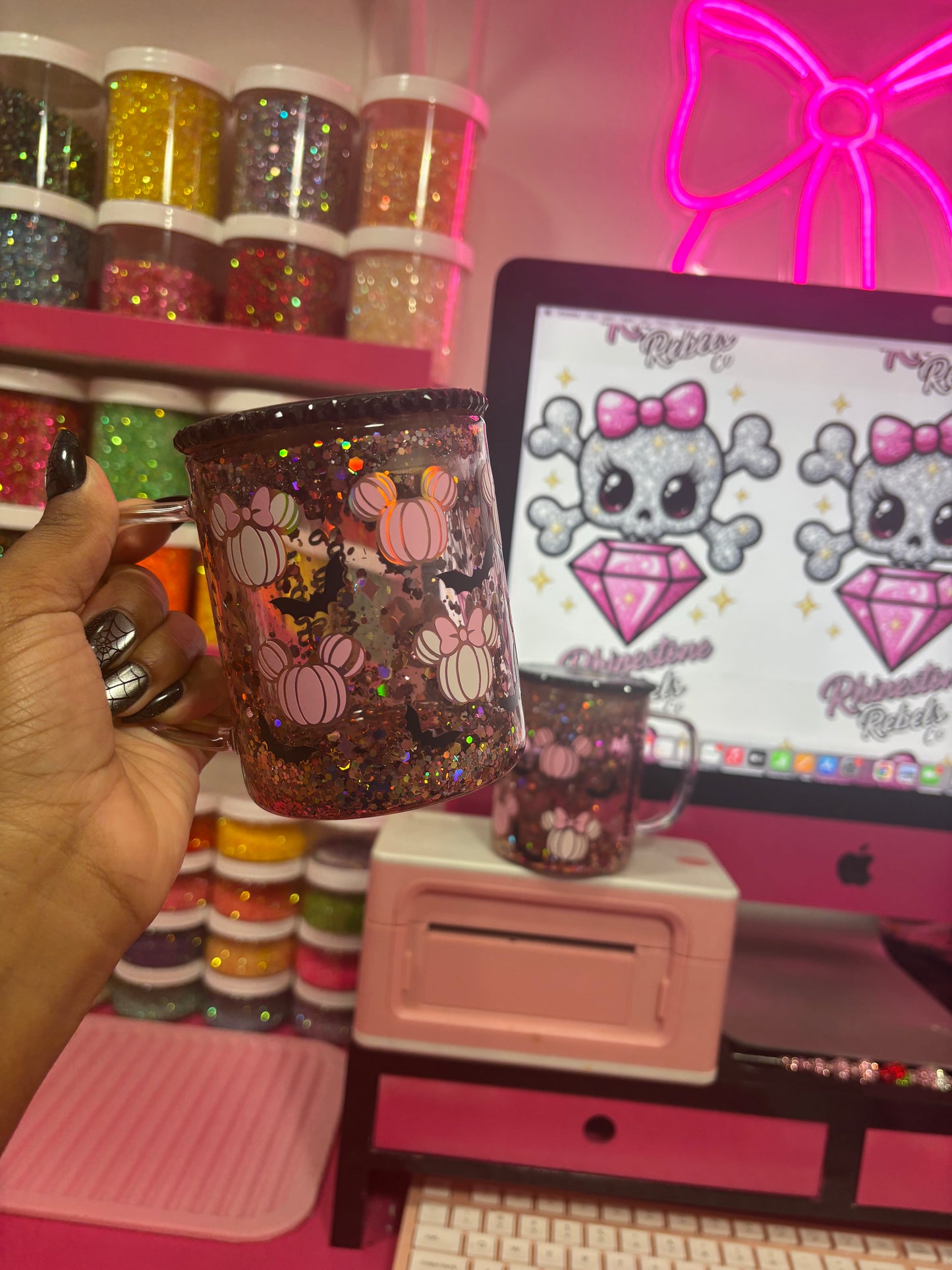 M&M Spooky 9oz Snowglobe Mug (READY TO SHIP)