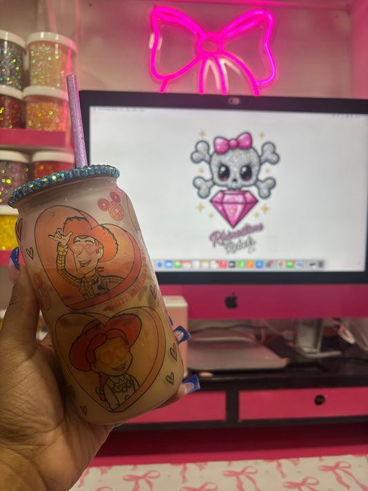 XoXo Toy Story Valentine frosted glass tumbler